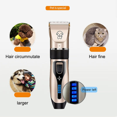 Clipper For Dog, Grooming Clipper Kit - USB Professional Rechargeable Low Noise Pets Hair Trimmer Display Battery