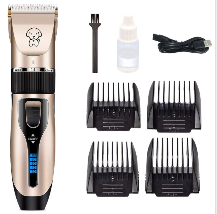 Clipper For Dog, Grooming Clipper Kit - USB Professional Rechargeable Low Noise Pets Hair Trimmer Display Battery
